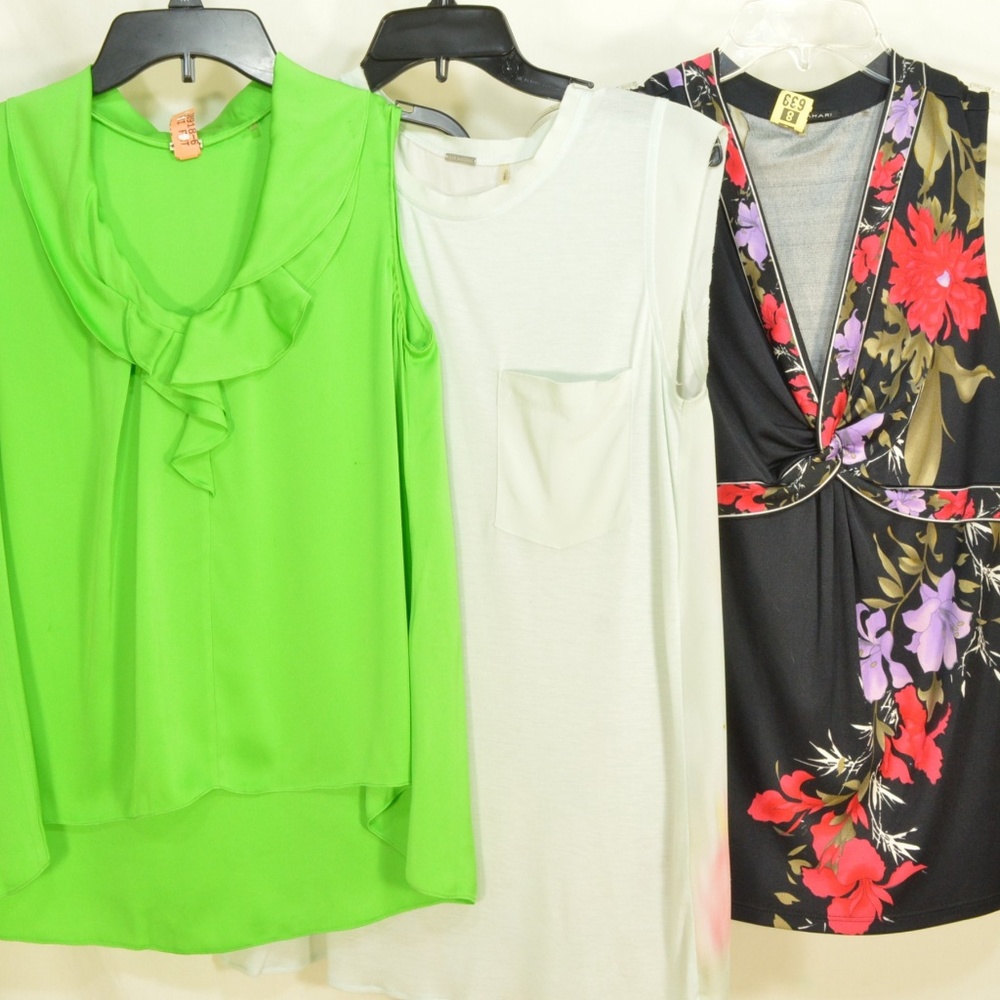 Elie Tahari tops Lot of 3 sleeveless black floral,